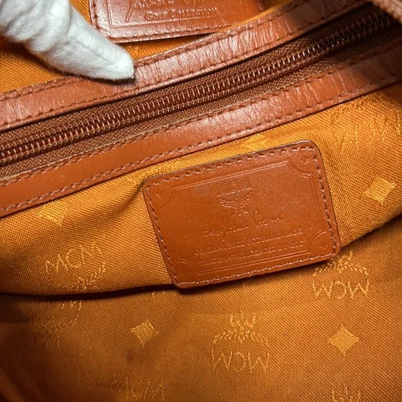 Authentic MCM Cognac Boston Bag. Made in Germany Golf Collection - Picture 6 of 7